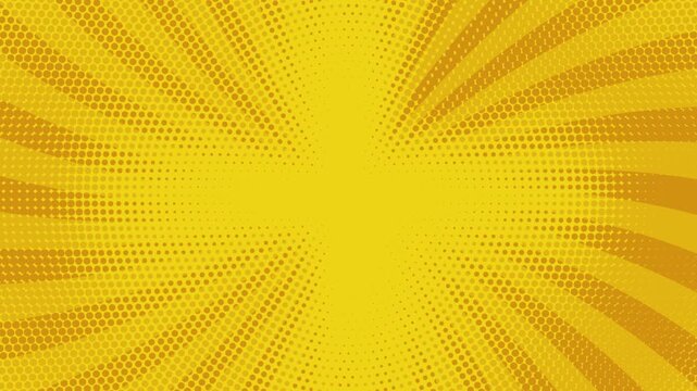 Abstract Pop Art Sunburst Animation with Seamless Rotating Motion. Colourfu Rotating Ray Background for Cartoon and Anime Style Motion. Vintage Retro Sunburst Background with Dynamic Comic Book Style 