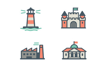 Obraz premium A set of four flat vector icons representing different types of