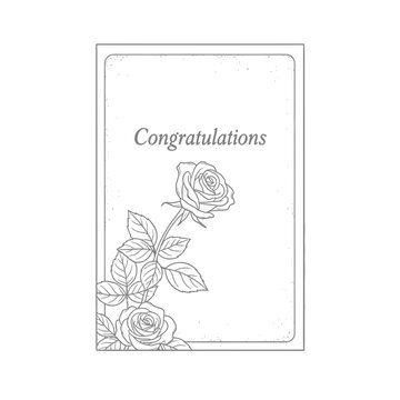 Congratulatory Card with Rose Design vector illustration