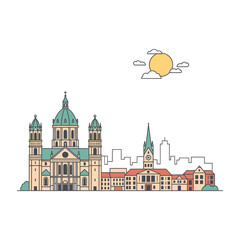 Obraz premium Berlin City Skyline Line Art Vector vector illustration