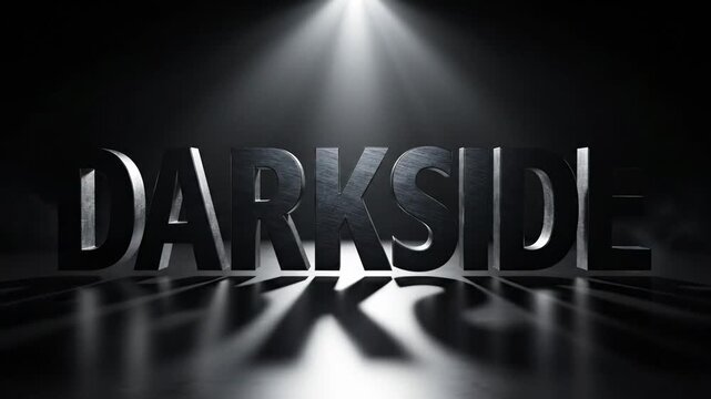 Video of Darkside bold lettering reveal on dark atmospheric background, cinematic title card concept for streaming content and promotional media design.