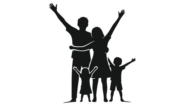 Modern happy family icon, family icon vector isolate
