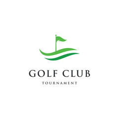 Fototapeta premium Golf ball and club design and golf course logo design. Logo for professional golf team, golf club, tournament, business, event.