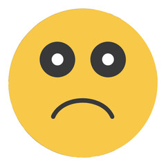 Sad Face Outline Flat Icon