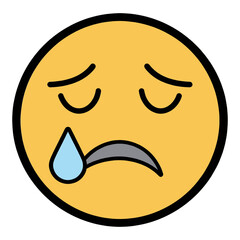 Sad Face With Tear Drop Vector Icon