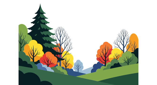 Vibrant autumn landscape with rolling hills and colorful trees