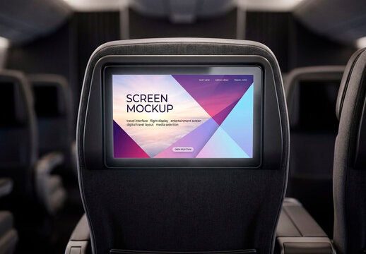 Airplane Seat Screen Mockup Blank Display