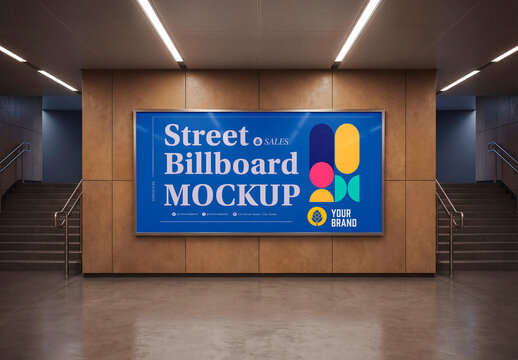 Billboard Hall Display Mockup &ndash; Modern architectural space