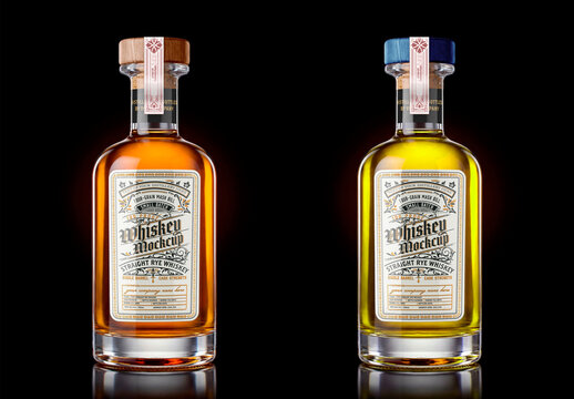 Amber liquor bottle with wooden cork