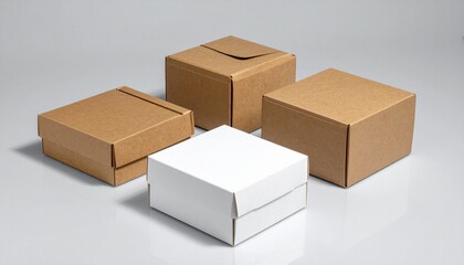Fototapeta premium “Stack of brown cardboard boxes in studio.”