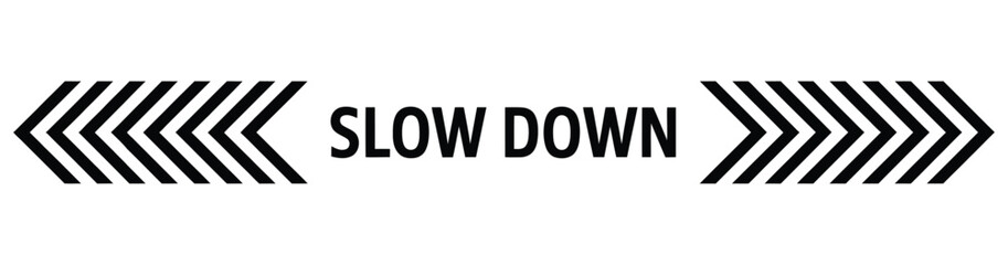 Slow, down traffic sign vector isolated on white background, representing caution, speed control, and road safety, clean modern flat vector design for navigation, maps, and public safety