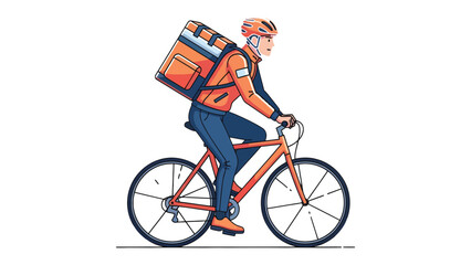 Fototapeta premium Delivery Cyclist: A dedicated cyclist, clad in protective gear, navigates the city streets, carrying essential provisions and services. Conveying the spirit of efficiency and urban mobility.