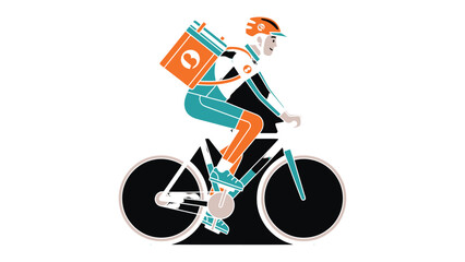 Obraz premium Delivery Cyclist: A dynamic cyclist delivers packages with speed, clad in stylish attire, navigating city streets. This vector art encapsulates efficiency and urban mobility.