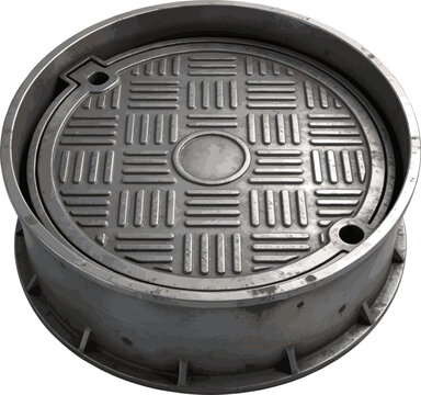 Create a realistic Manhole 3d rendering vector art with white background.