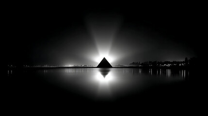 Fototapeta premium A pyramid is reflected in the water