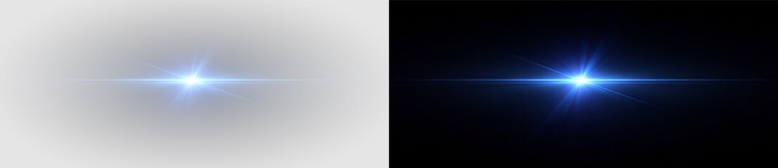 Abstract glowing lens flare light burst with radiant rays and sparkle shine optical effect isolated on transparent background © Victoria