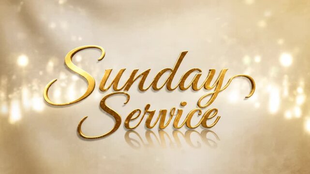 Video of Sunday Service title sequence with sophisticated animated lettering and tranquil sacred environment, modern church broadcast opener concept.