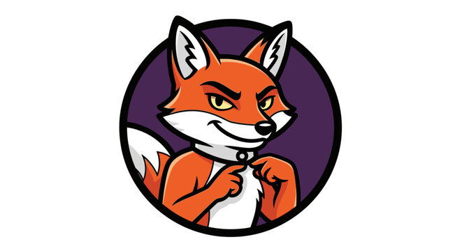 A cartoon fox with a sly expression.