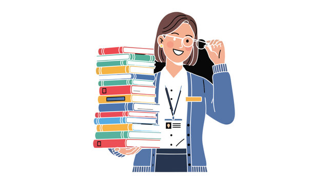 The Knowledge Seeker: A determined individual, armful of literary treasures, winks with confidence, suggesting wisdom, education, and boundless potential.