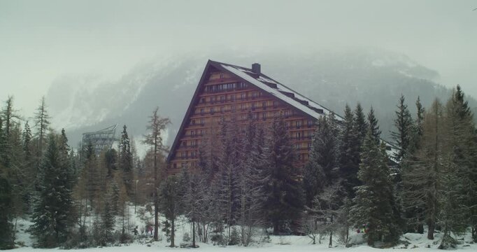 Strbske Pleso Village Frozen Lake Ski Resort View