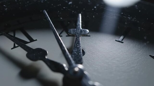 Video 11:59 midnight clock close-up with dramatic second tick, suspenseful time concept for countdown themes, deadline visuals, New Year promotions, and cinematic title backgrounds.