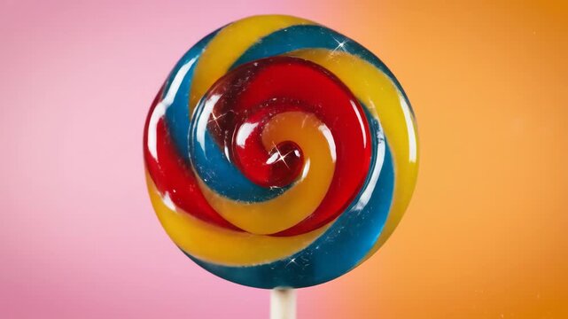 This video showcases Glossy Hard Candy Twirl in Rotational Motion under balanced studio illumination, designed for dessert advertising, colorful background visuals and product showcase content.