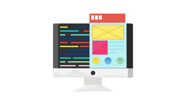  A computer monitor displays a vibrant screen alongside a colorful envelope on the desk.