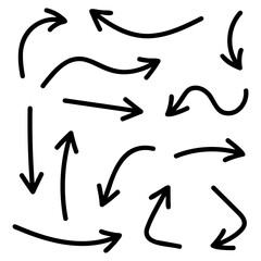 Obraz premium Hand drawn directional arrows collection black doodle arrow symbols set