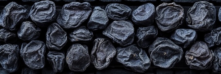 Dried Wild Blueberries and Concentrated Plum Style Berries in a Full Frame Still Life Arrangement
