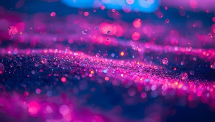 A vibrant and colorful abstract background with pink and blue lights and sparkles