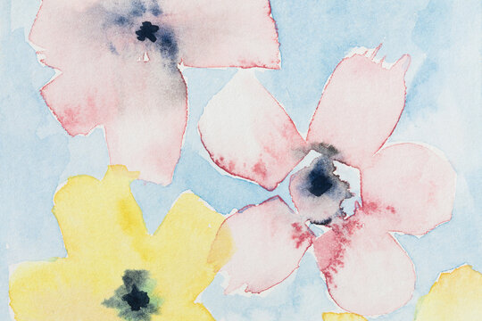 Flower art watercolor painting on paper