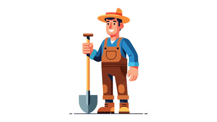 Hardworking Farmer: A dedicated farmer stands tall, proudly holding his shovel, embodying the spirit of labor and the vital role of agriculture. © Abu