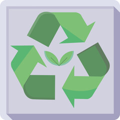 Obraz premium Icon of a recycling symbol intertwined with a green leaf, representing eco-friendliness and sustainability.