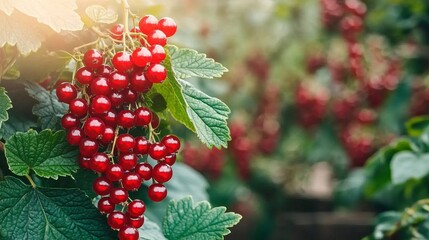Naklejka premium Vibrant Red Currants Harvested in June A Bountiful Summer Fruit for Health and Delicious Recipes