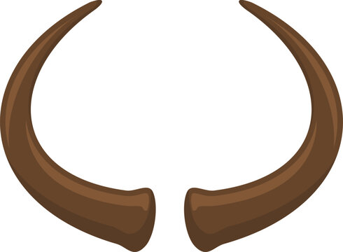 Brown animal horns vector illustration on white background
