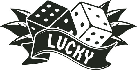 Lucky dice rolling game chance vector graphic