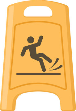 Wet floor sign warning people of slipping hazard