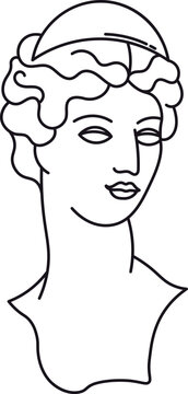 Classical greek goddess bust line art drawing
