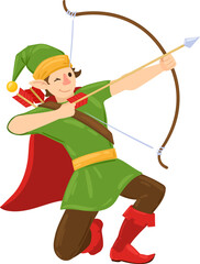 Naklejka premium Elf archer character holding bow and arrow