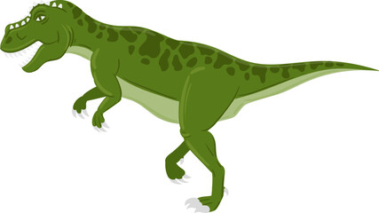 Obraz premium Green cartoon tyrannosaurus rex roaring profile on white