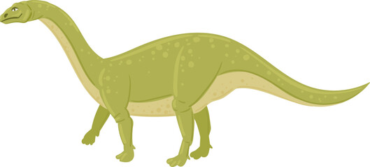Cartoon green long neck dinosaur walking illustration © WinWin