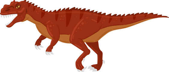 Fototapeta premium Cartoon red dinosaur character roaring with open mouth