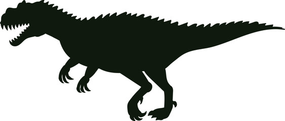 Dinosaur silhouette roaring showing sharp teeth