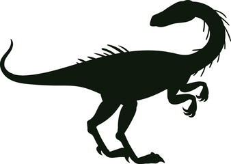 Fototapeta premium Predatory dinosaur silhouette running action vector
