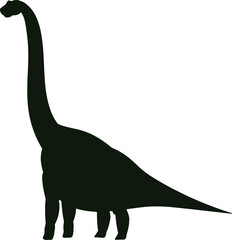 Long neck dinosaur black silhouette illustration © WinWin