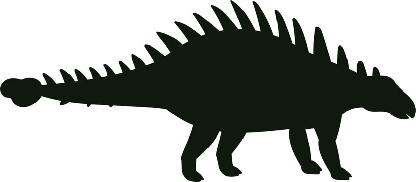 Ankylosaur like dinosaur silhouette on white background