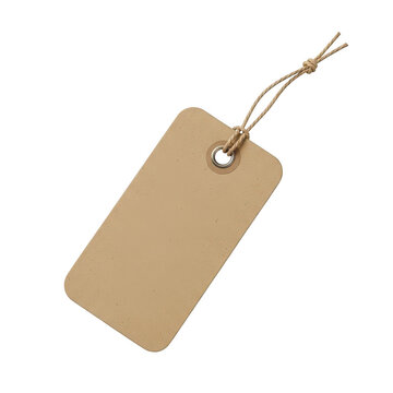 A plain kraft paper tag tied with a natural string for labeling or decoration