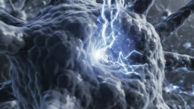 Video of Brain Synapse Close Up \'96 Detailed neuron cell communication concept for neuroscience research, medical education and biotechnology innovation visuals.