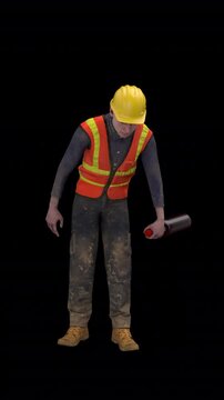 Drunken builder man &ndash; 3d render looped with alpha channel.