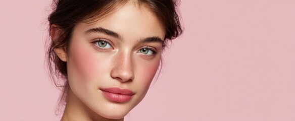 Fototapeta premium velvety natural blush on cheeks creating a vibrant and youthful glow